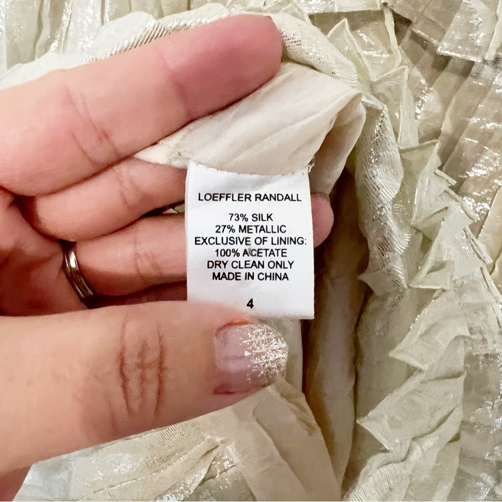 Loeffler Randall Silk Metallic Tiered Dress Cocktail Size 4 - Picture 3 of 6